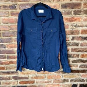 JACHS Navy Blue Long Sleeve Button Down Shirt Men's Size Small